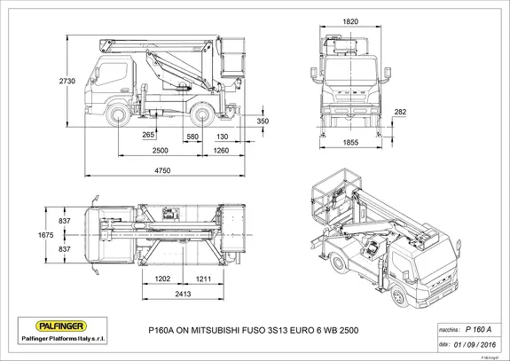 Габаритные размеры Palfinger P 160 A