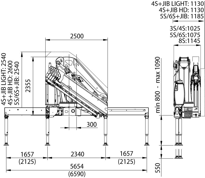 Габаритные размеры КМУ Effer 315