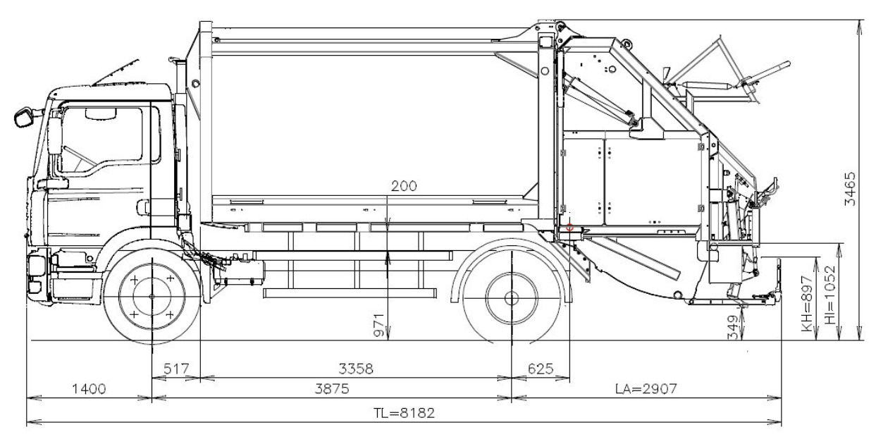 Габаритные размеры мусоровоза MAN TGM 19.250