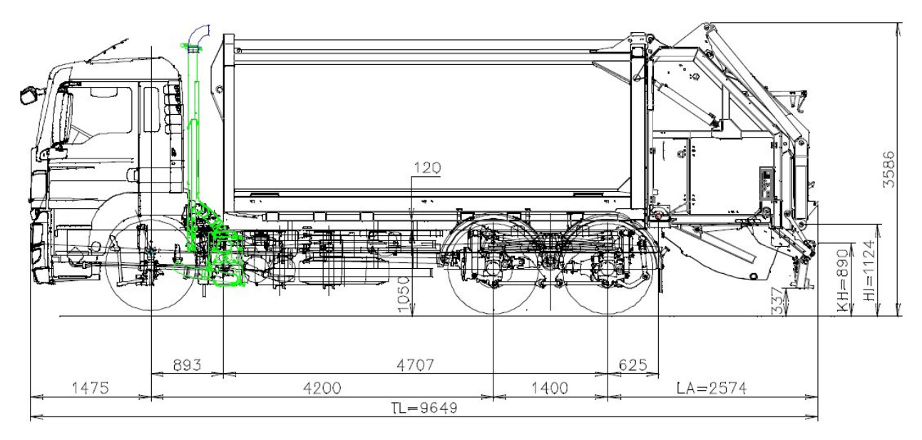 Габаритные размеры мусоровоза MAN TGS 33.360 - 1