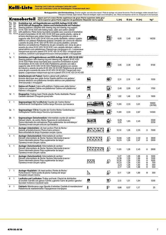 Упаковочный лист крана Liebherr 470 EC-B 16  1/2