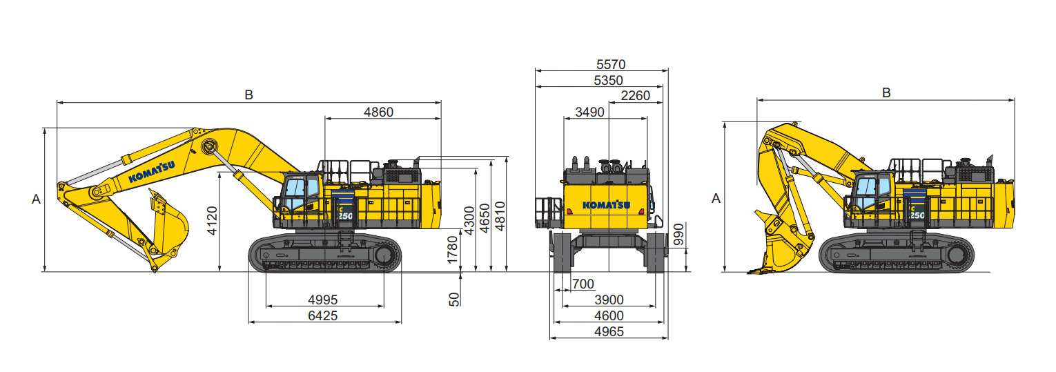 Габаритные размеры гусеничного экскаватора Komatsu PC1250-11